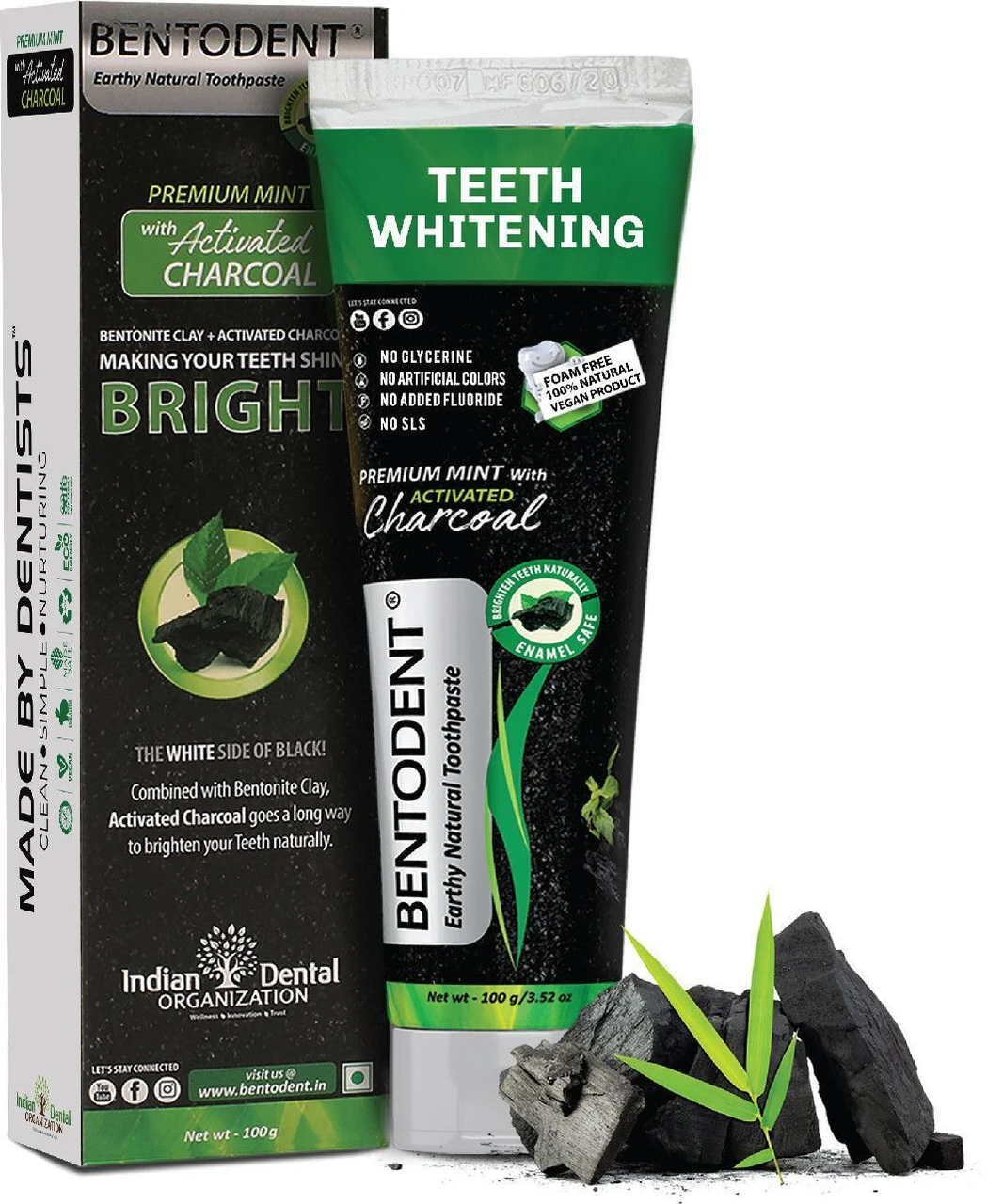 Bentodent Toothpaste - Natural Activated Charcoal100gm
