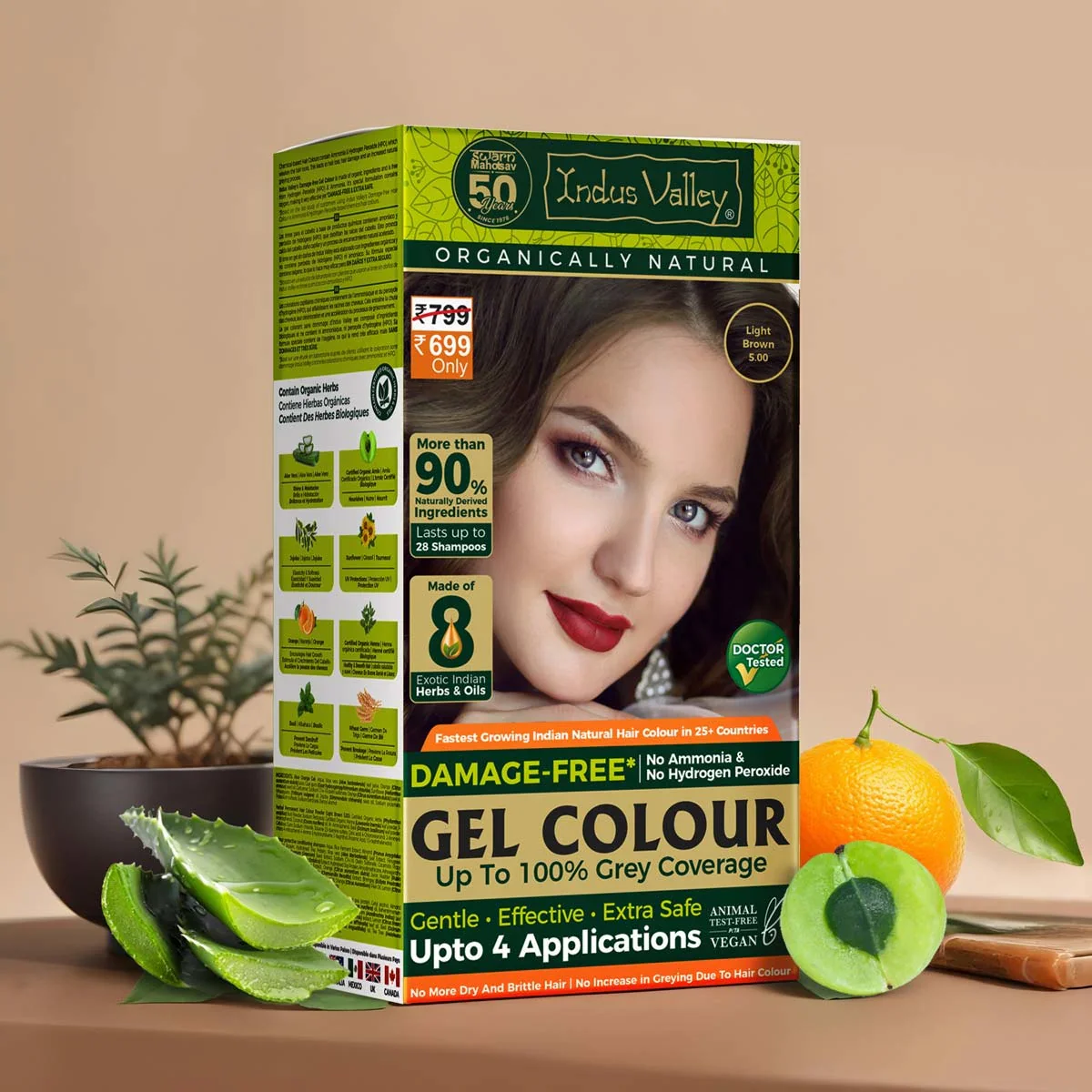Damage Free Natural Hair Colour - Light Brown