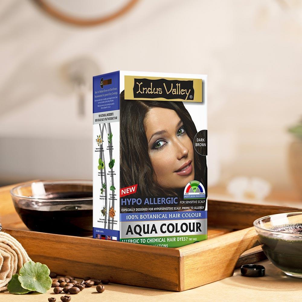 100% Dark Brown Botanical Aqua Colour