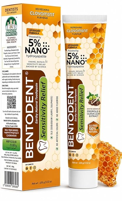 Bentodent Sensitive Toothpaste – Natural Sensitivity Relief with 5% Nano Hydroxyapatite,100gm